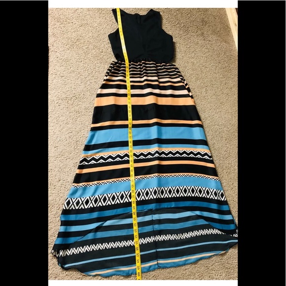 Like Mynded Dress size M Colourful Summer Mesh Maxi Boho Asymmetric Hem striped - Picture 8 of 14